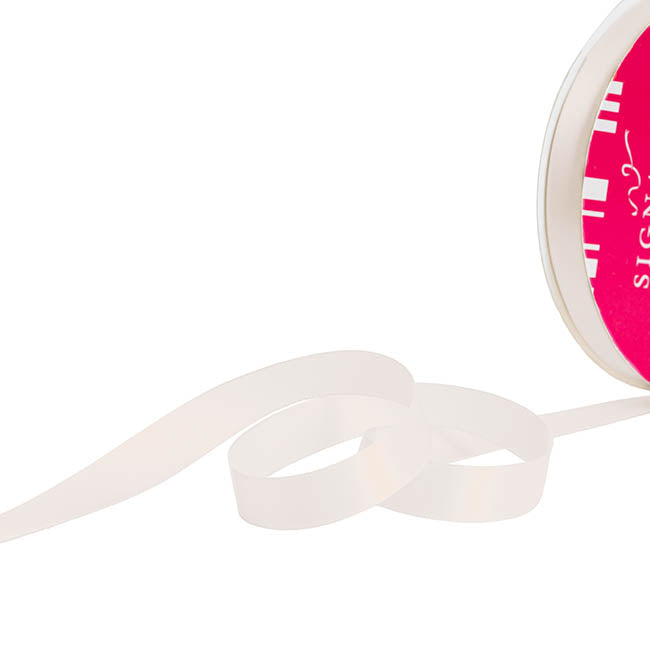 Bulk Ribbon Single Face Satin Bridal White (15mmx50m)
