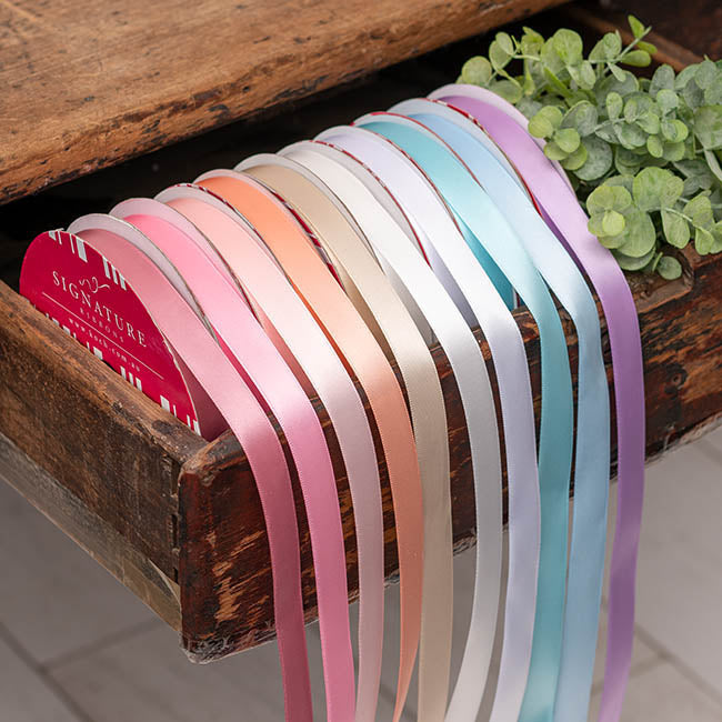 Bulk Ribbon Single Face Satin Bridal White (15mmx50m)