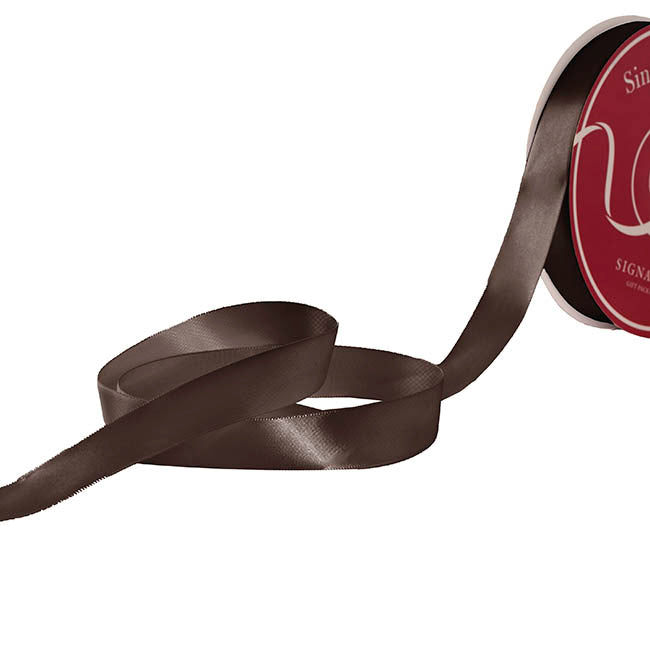 Jumbo Bulk Ribbon Single Face Satin Chocolate (25mmx100yd)