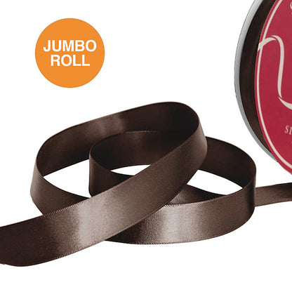 Jumbo Bulk Ribbon Single Face Satin Chocolate (25mmx100yd)