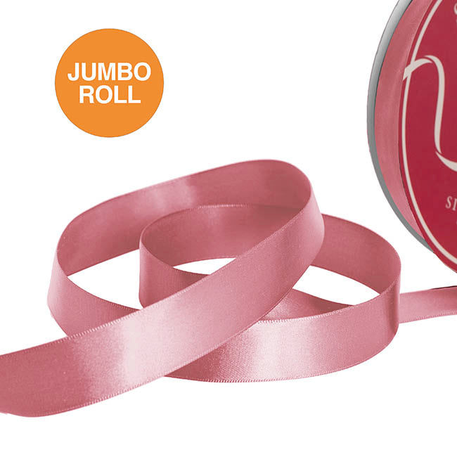 Jumbo Bulk Ribbon Single Face Satin Dust Pink (25mmx100yd)