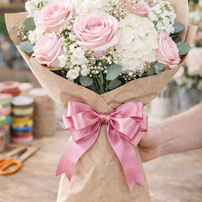 Jumbo Bulk Ribbon Single Face Satin Dust Pink (25mmx100yd)