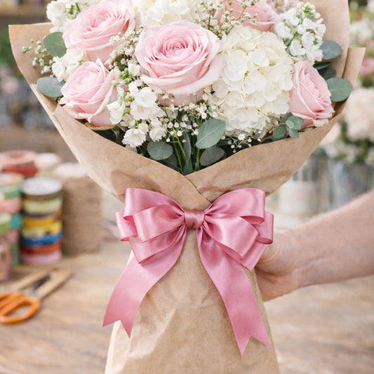 Jumbo Bulk Ribbon Single Face Satin Dust Pink (25mmx100yd)