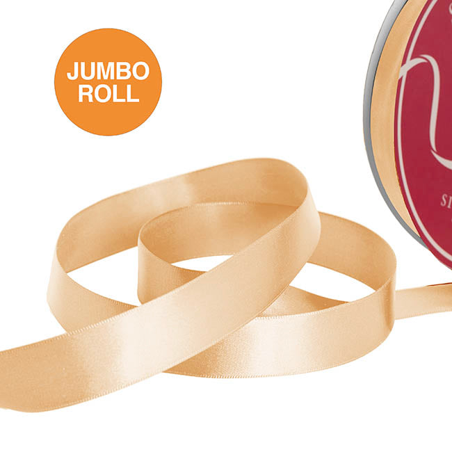 Jumbo Bulk Ribbon Single Face Satin Deep Natural(25mmx100yd)