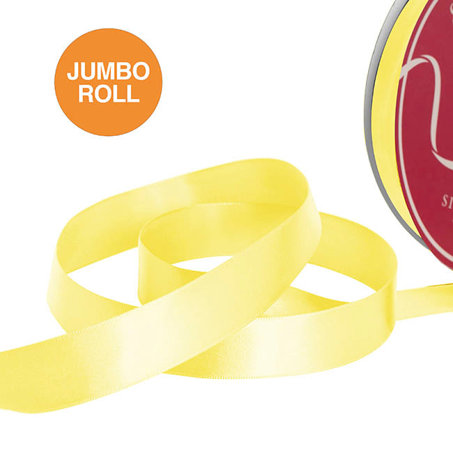 Jumbo Bulk Ribbon Single Face Satin Lemon (25mmx100yd)