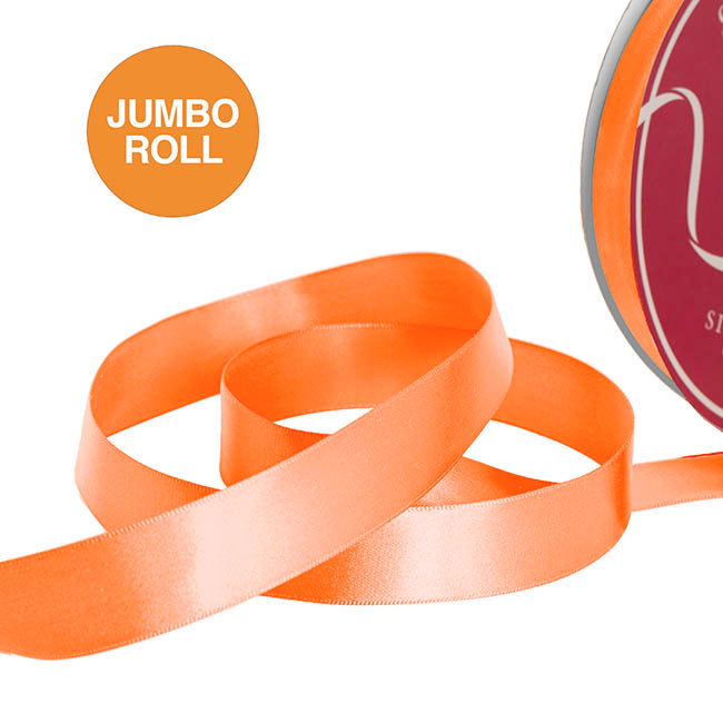 Jumbo Bulk Ribbon Single Face Satin Orange (25mmx100yd)