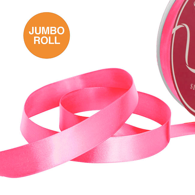 Jumbo Bulk Ribbon Single Face Satin Deep Pink (25mmx100yd)