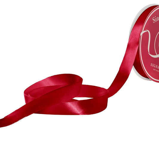 Jumbo Bulk Ribbon Single Face Satin Rouge Red (25mmx100yd)