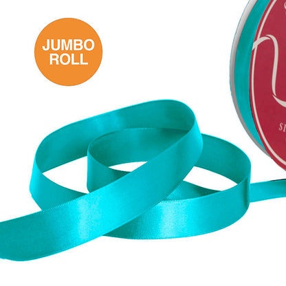 Jumbo Bulk Ribbon Single Face Satin Teal Blue (25mmx100yd)