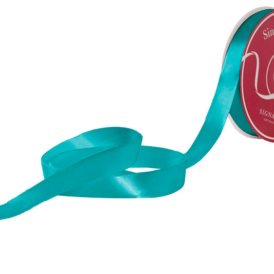 Jumbo Bulk Ribbon Single Face Satin Teal Blue (25mmx100yd)