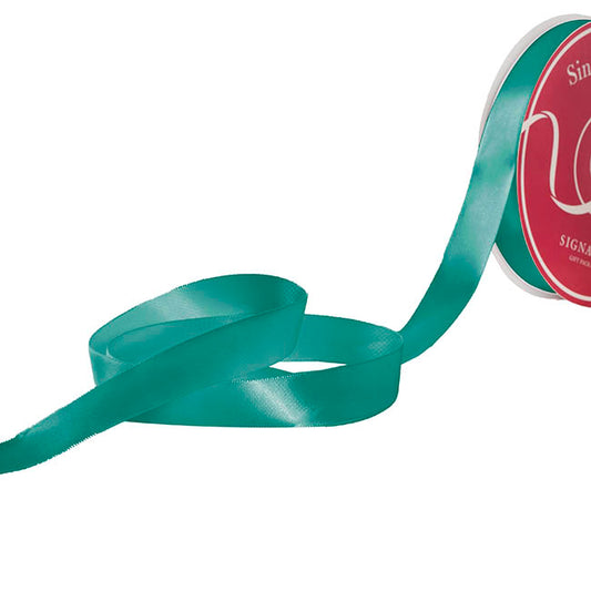 Jumbo Bulk Ribbon Single Face Satin Teal Green (25mmx100yd)