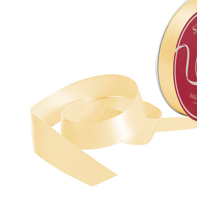 Bulk Ribbon Single Face Satin Butter Neutral (25mmx50yd)