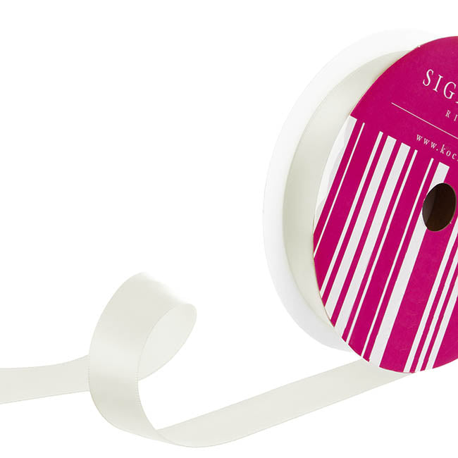 Bulk Ribbon Single Face Satin Bridal White (25mmx50m)