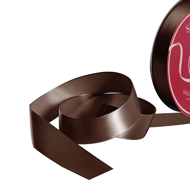 Bulk Ribbon Single Face Satin Chocolate (25mmx50yd)