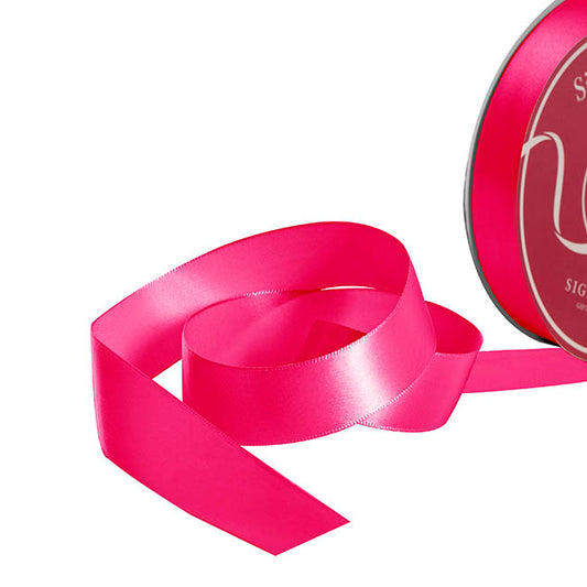 Bulk Ribbon Single Face Satin Hot Pink (25mmx50yd)