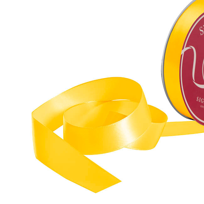 Bulk Ribbon Single Face Satin Mid Yellow (25mmx50yd)