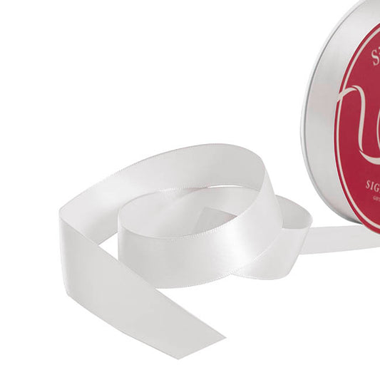 Bulk Ribbon Single Face Satin White (25mmx50yd)