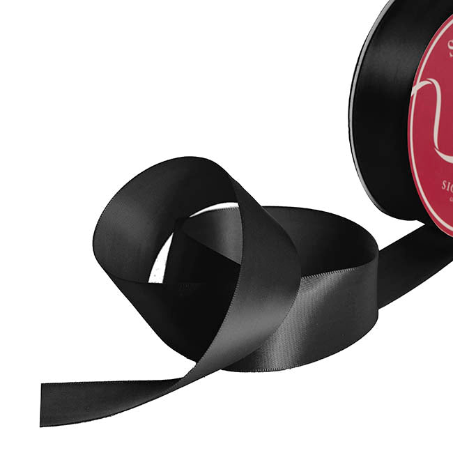 Bulk Ribbon Single Face Satin Black (38mmx50yd)