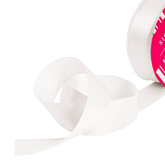 Bulk Ribbon Single Face Satin White (38mmx50m)
