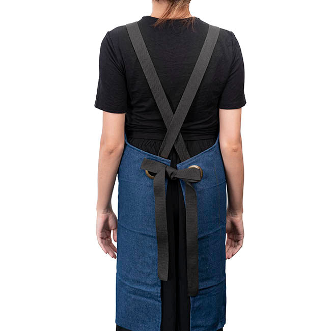 Stylish Denim Apron With Pockets Dark Blue (81x87cm)
