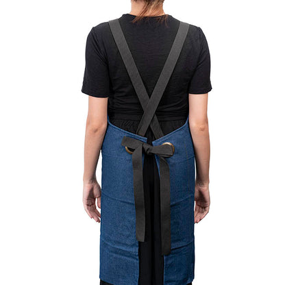 Stylish Denim Apron With Pockets Dark Blue (81x87cm)