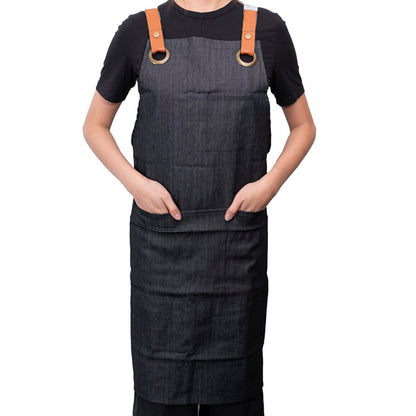 Stylish Denim Apron With Pockets Charcoal (81x87cm)