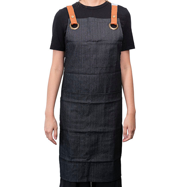 Stylish Denim Apron With Pockets Charcoal (81x87cm)