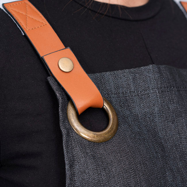 Stylish Denim Apron With Pockets Charcoal (81x87cm)