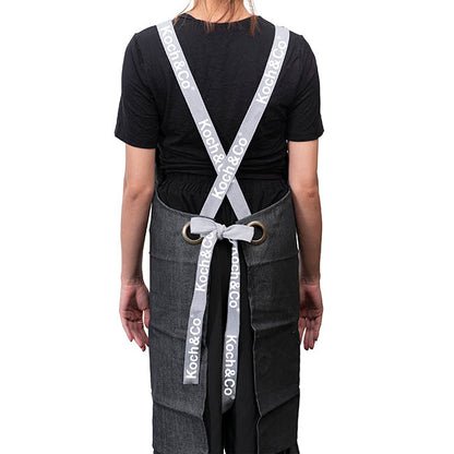 Koch & Co Stylish Denim Apron Pockets Charcoal (81x87cm)