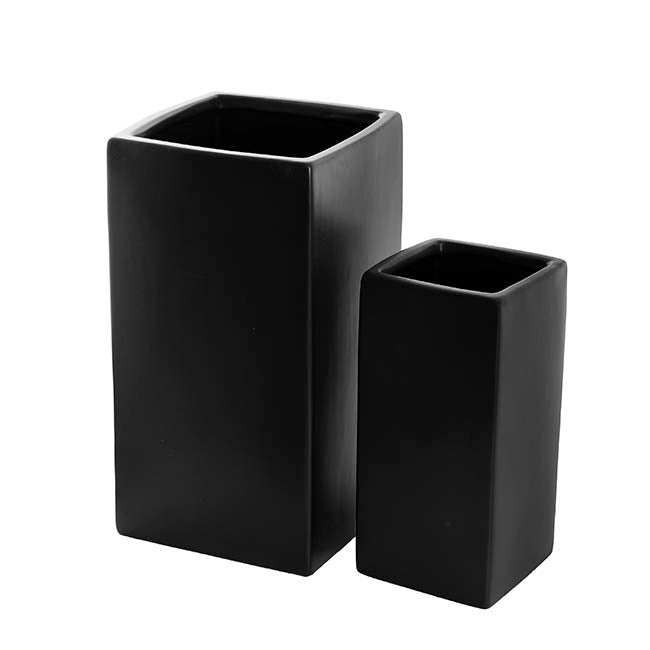 Ceramic Bondi Square Tank Set 2 Matte Black (15x15x29.5cmH)