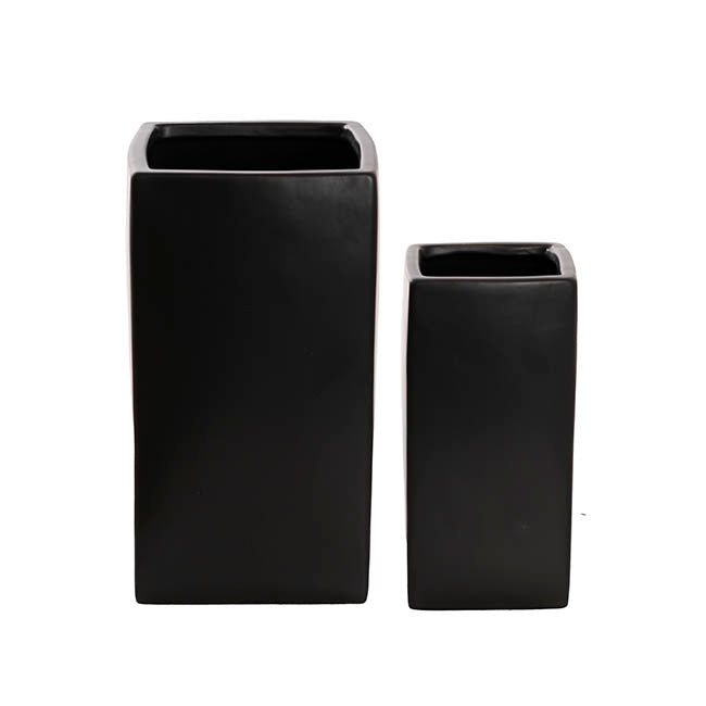 Ceramic Bondi Square Tank Set 2 Matte Black (15x15x29.5cmH)