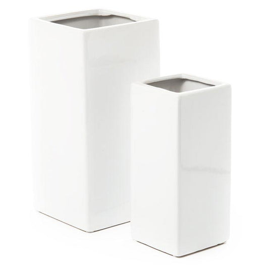Ceramic Bondi Square Tank Set 2 White (15x15x29.5cmH)