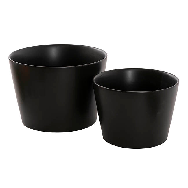 Ceramic Bondi Conical Tapered Set 2 Matte Black (23Dx16cmH)