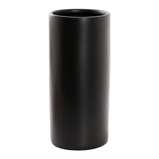 Ceramic Bondi Cylinder Vase Matte Black (18Dx40cmH)