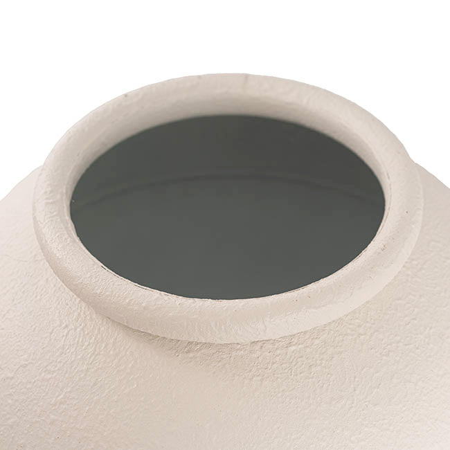 Kaya Vase Round Metal White (29x28cmH)