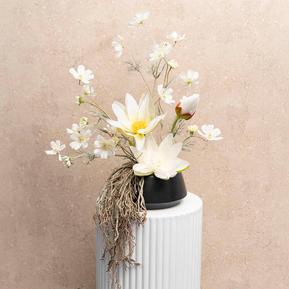 Ceramic Modern Arrowed Pot Matte Black (22.3Dx10cmH)