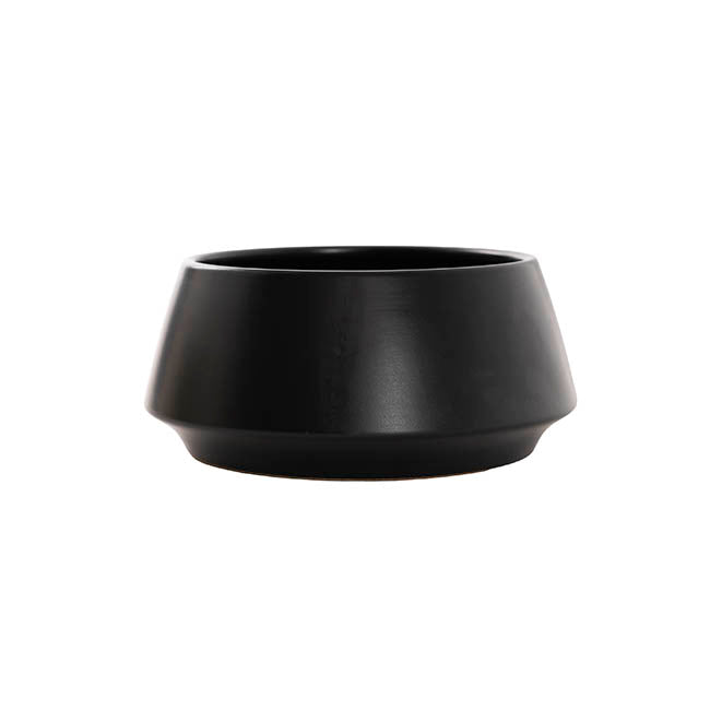 Ceramic Modern Arrowed Pot Matte Black (22.3Dx10cmH)