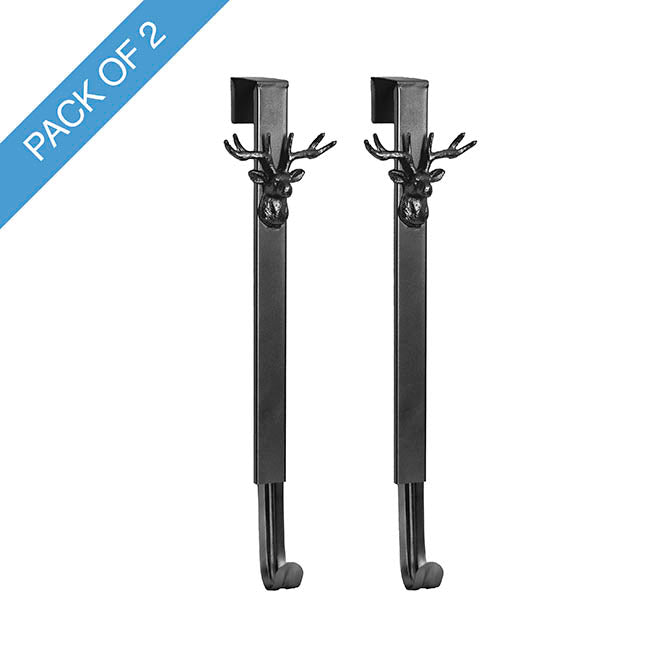 Adjustable Reindeer Wreath Door Hanger Pack 2 Black (40cmH)