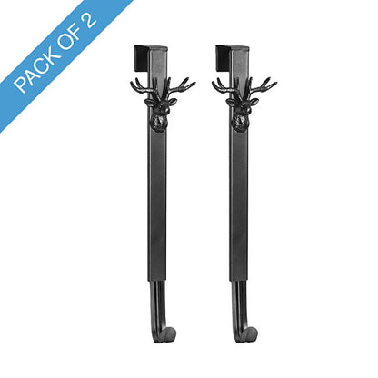 Adjustable Reindeer Wreath Door Hanger Pack 2 Black (40cmH)