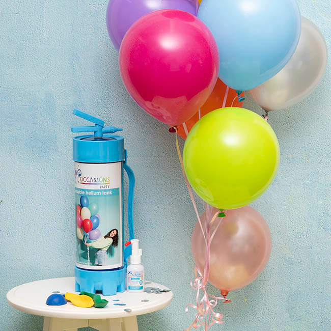 Helium Tank Latex Balloon Kit w Gel & Balloons (2.2L)