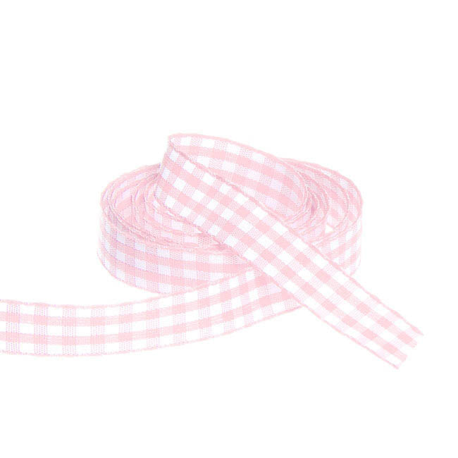 Ribbon Gingham Baby Pink (15mmx20m)