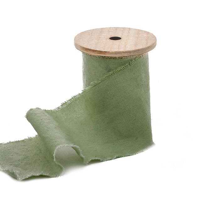 Ribbon with Wooden Spool Calico Moss (80mmx5m)