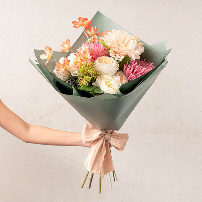 Ribbon with Wooden Spool Calico Beige (80mmx5m)