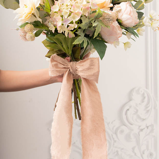 Ribbon with Wooden Spool Calico Beige (80mmx5m)