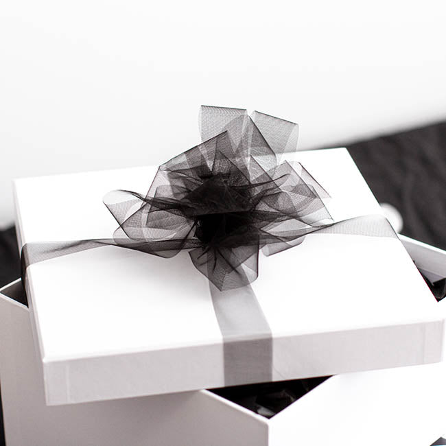 Bulk Organza Ribbon Cut Edge Black (25mmx100m)