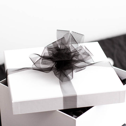 Bulk Organza Ribbon Cut Edge Black (25mmx100m)