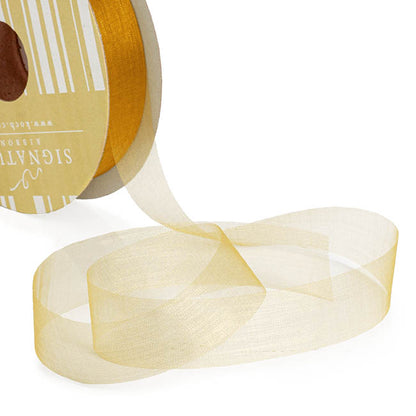 Bulk Organza Ribbon Cut Edge Gold (25mmx100m)