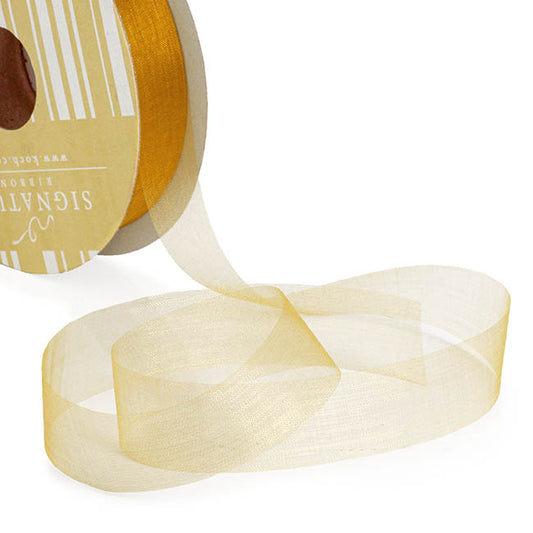 Bulk Organza Ribbon Cut Edge Gold (25mmx100m)