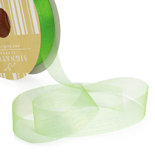 Bulk Organza Ribbon Cut Edge Lime (25mmx100m)