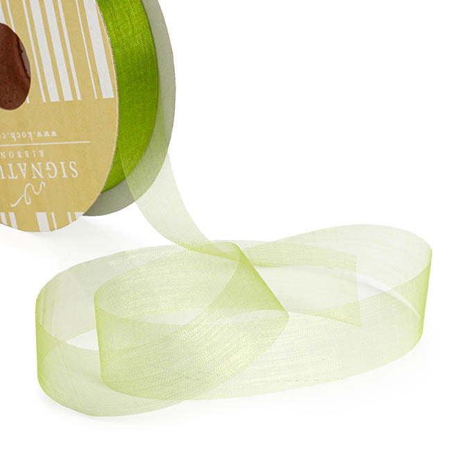 Bulk Organza Ribbon Cut Edge Moss (25mmx100m)